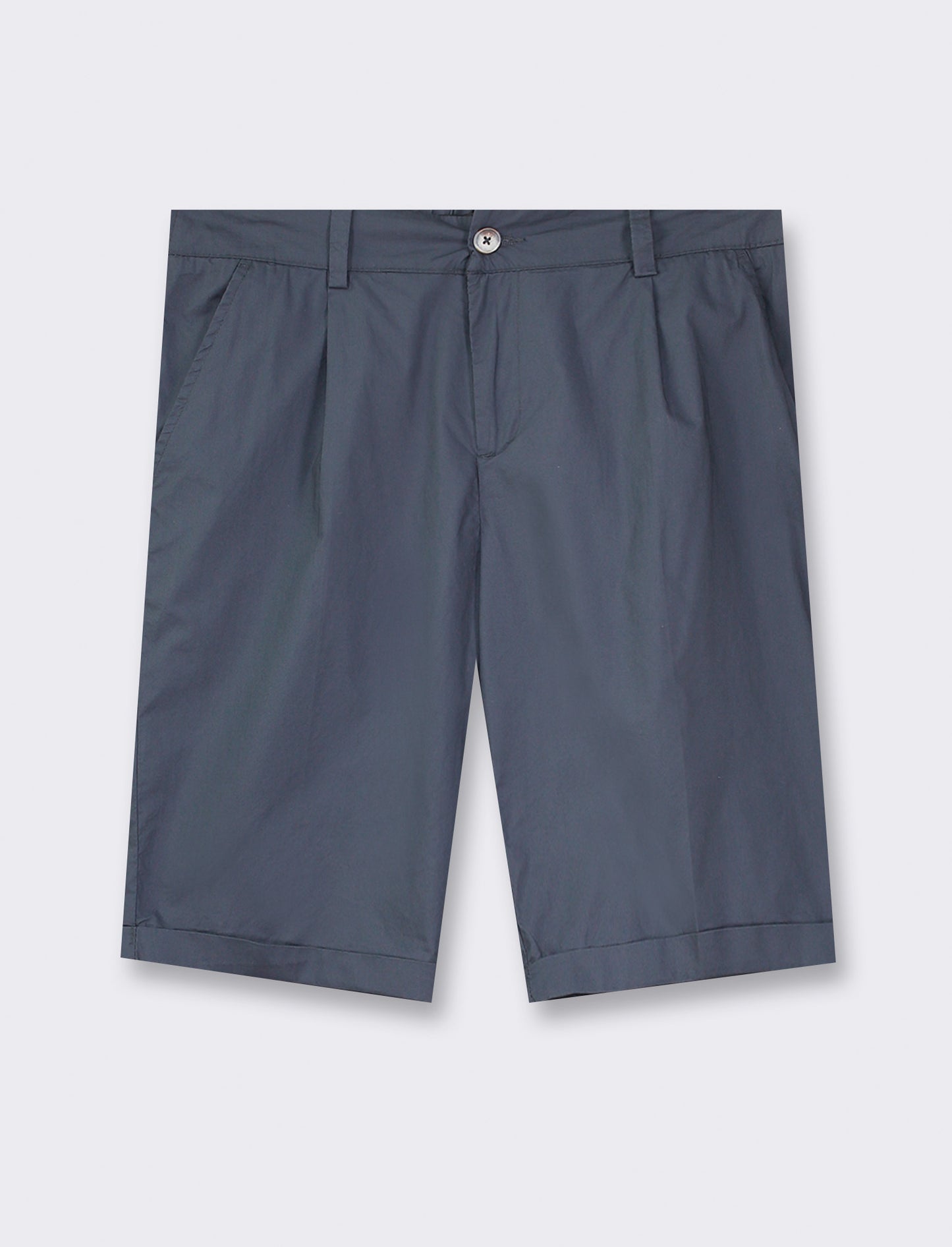 Regular Fit Chino Bermuda Shorts - Lightweight Cotton Blend - Blue