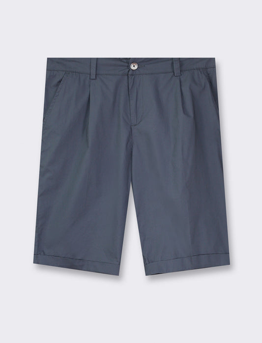 Regular Fit Chino Bermuda Shorts - Lightweight Cotton Blend - Blue