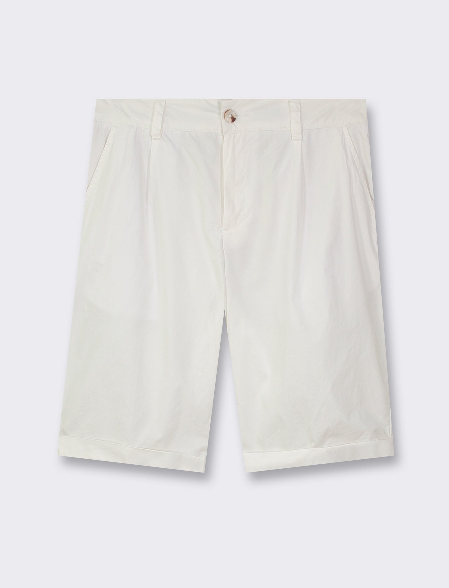 Regular Fit Chino Bermuda Shorts - Lightweight Cotton Blend - White