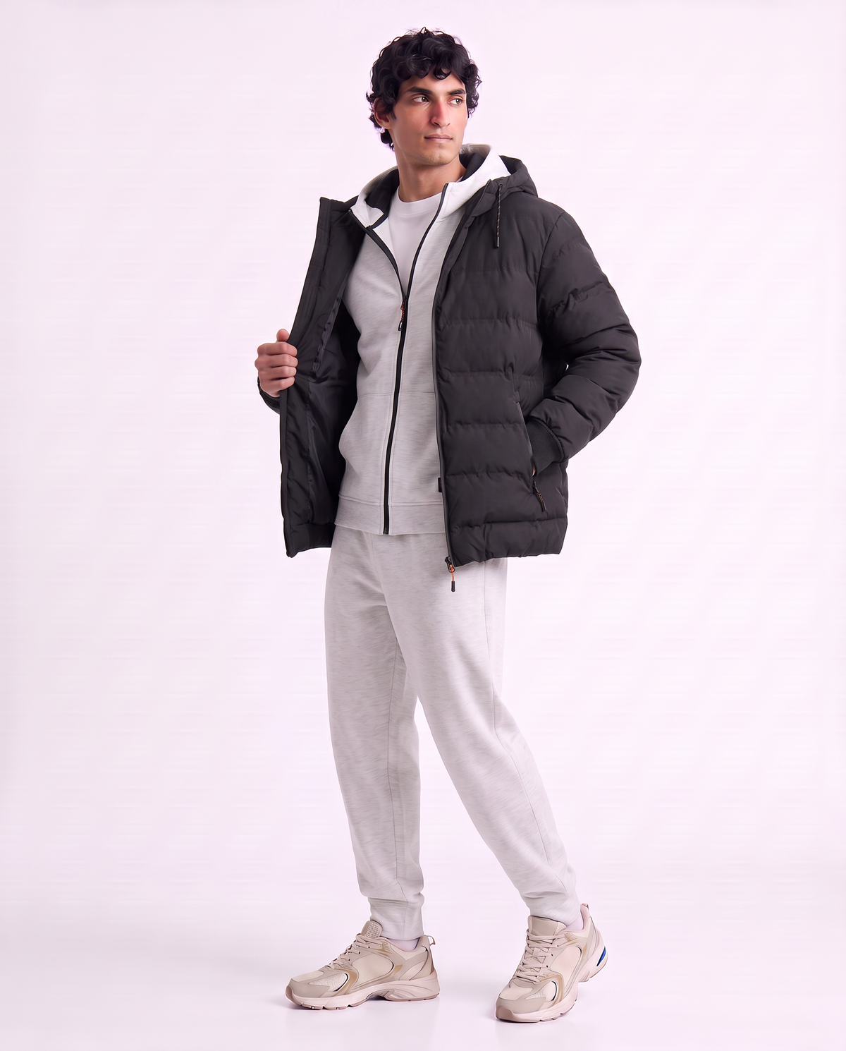 Giubbotto piumino uomo con cappuccio - Nero