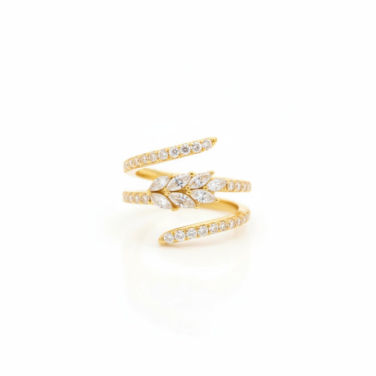 Helix ring with rhinestones - Gold