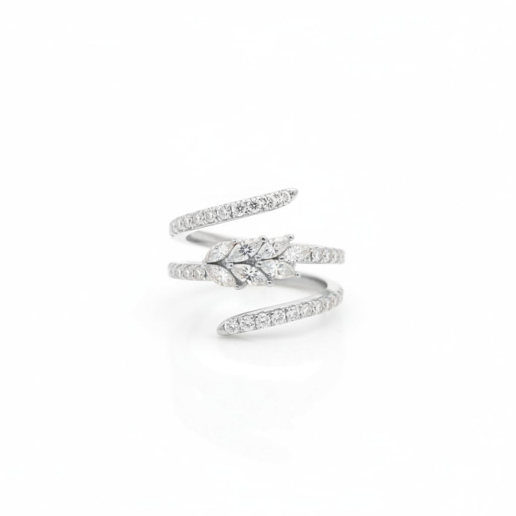 Anello elica con strass - Argento