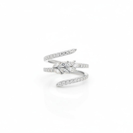 Helix ring with rhinestones - Silver