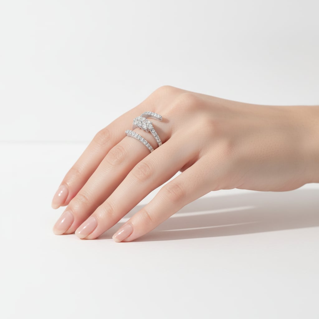 Anello elica con strass - Argento