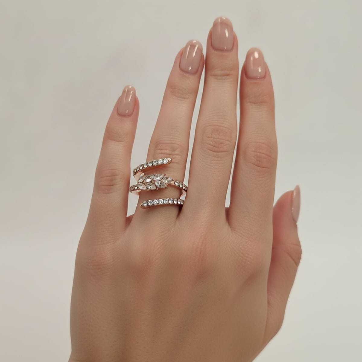 Anello elica con strass - Oro rosa