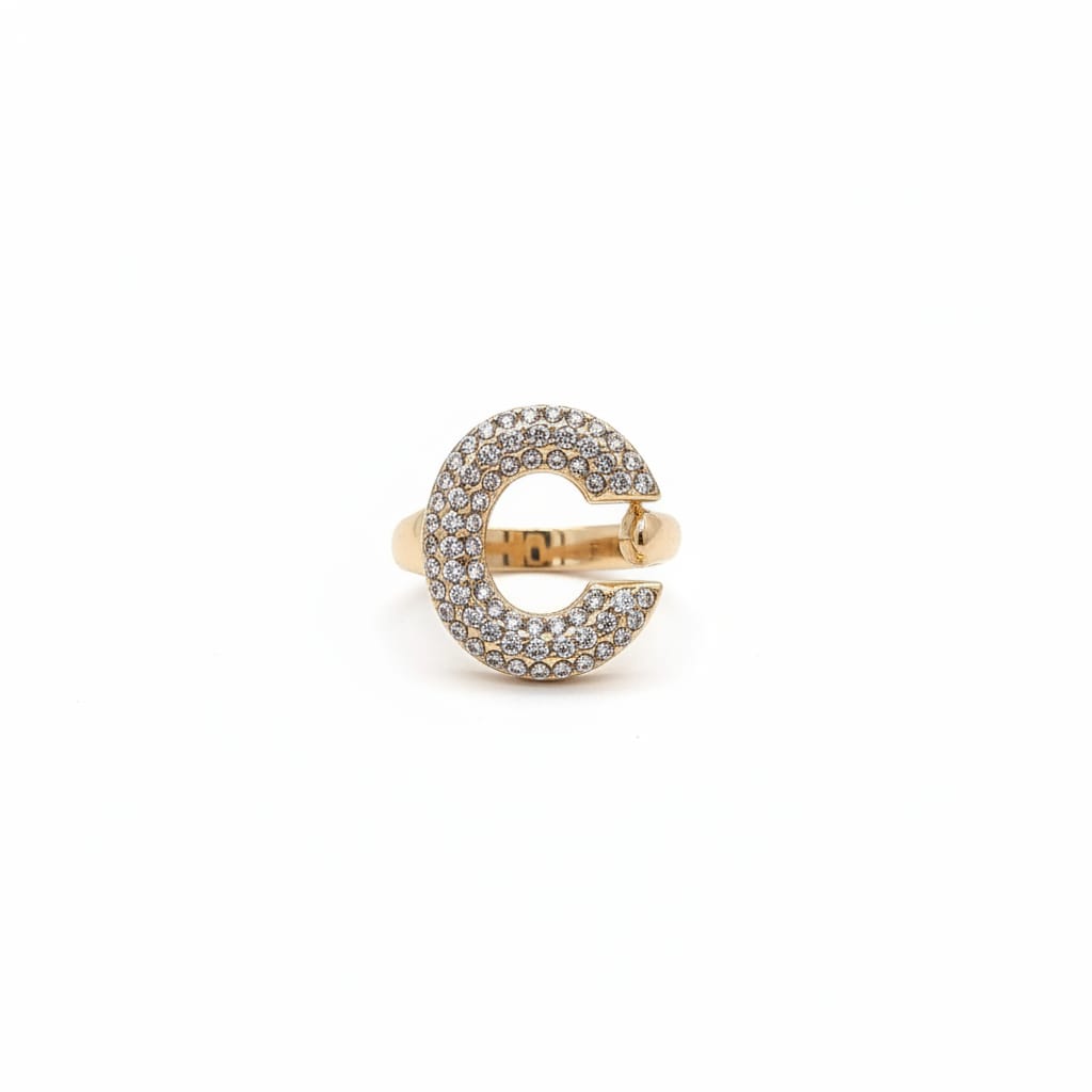 Anello lettera con strass regolabile - var 2