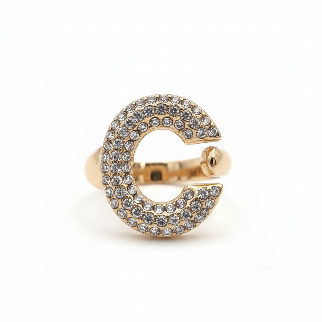 Anello lettera con strass regolabile - var 2
