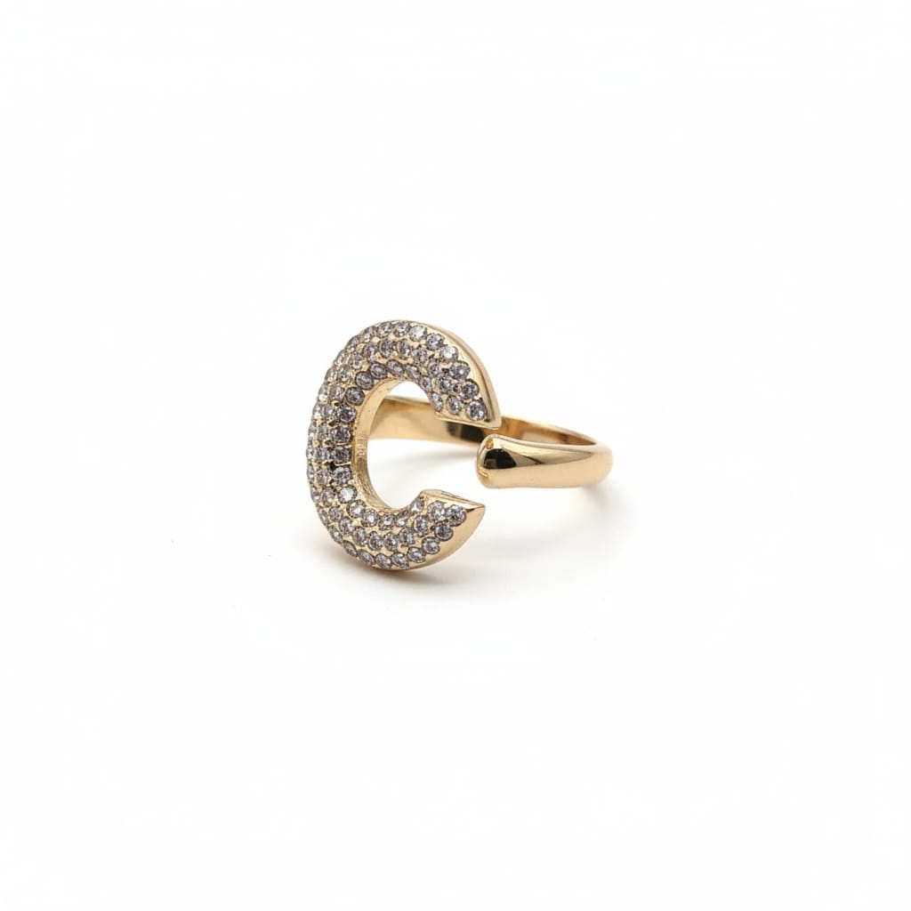 Anello lettera con strass regolabile - var 2