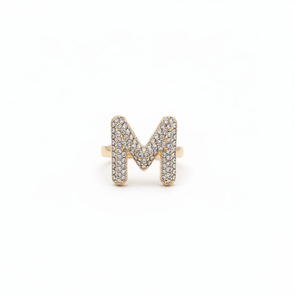 Anello lettera con strass regolabile - Var 5