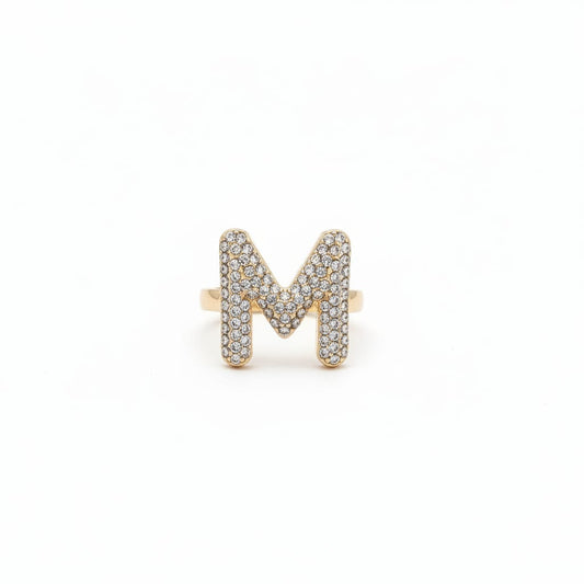 Anello lettera con strass regolabile - Var 5