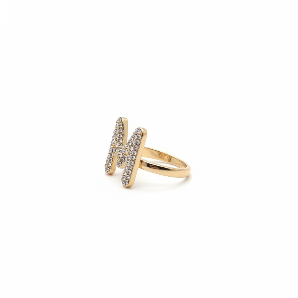 Anello lettera con strass regolabile - Var 5