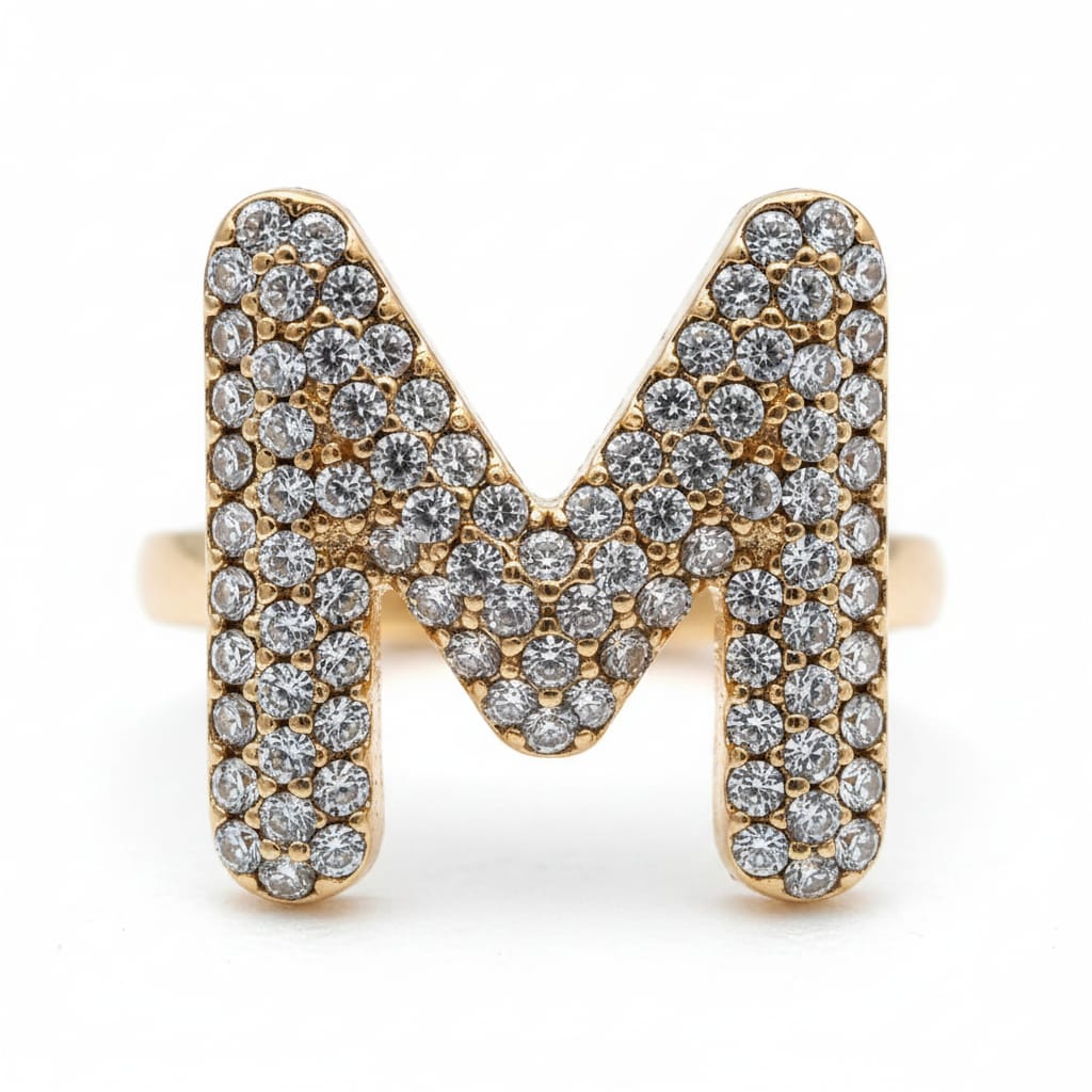 Anello lettera con strass regolabile - Var 5