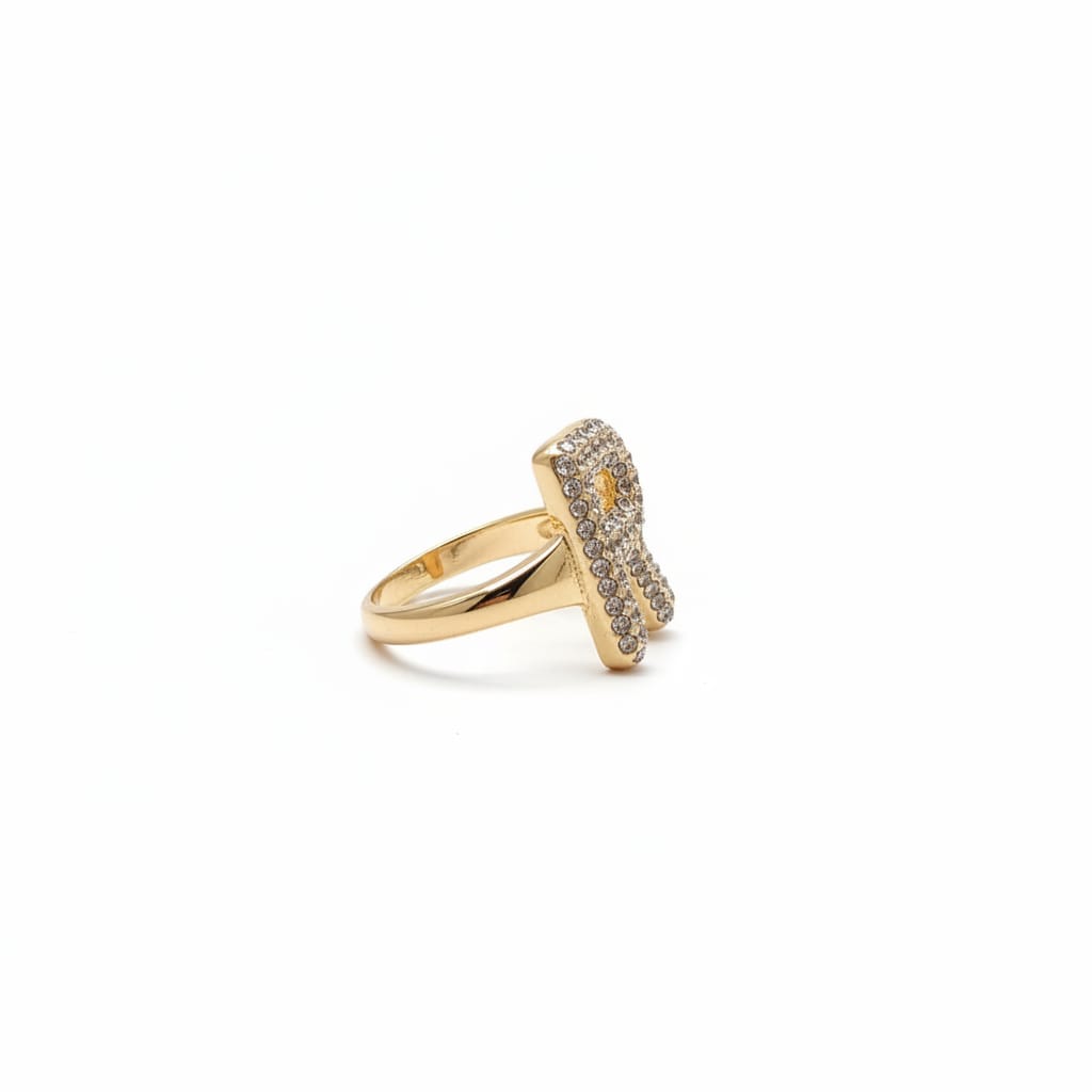 Anello lettera con strass regolabile - Var 6