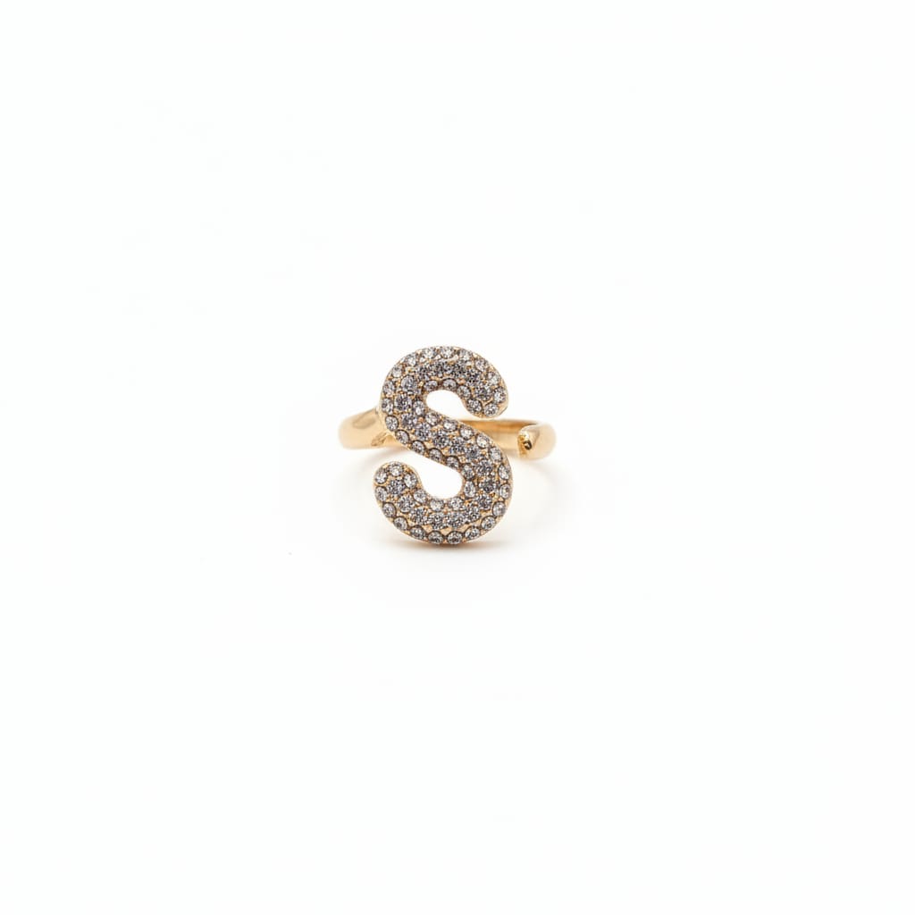 Anello lettera con strass regolabile - Var 7