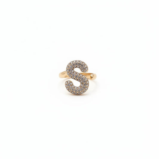 Anello lettera con strass regolabile - Var 7