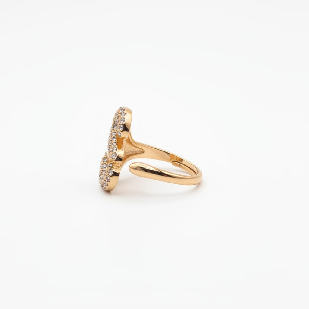 Anello lettera con strass regolabile - Var 7