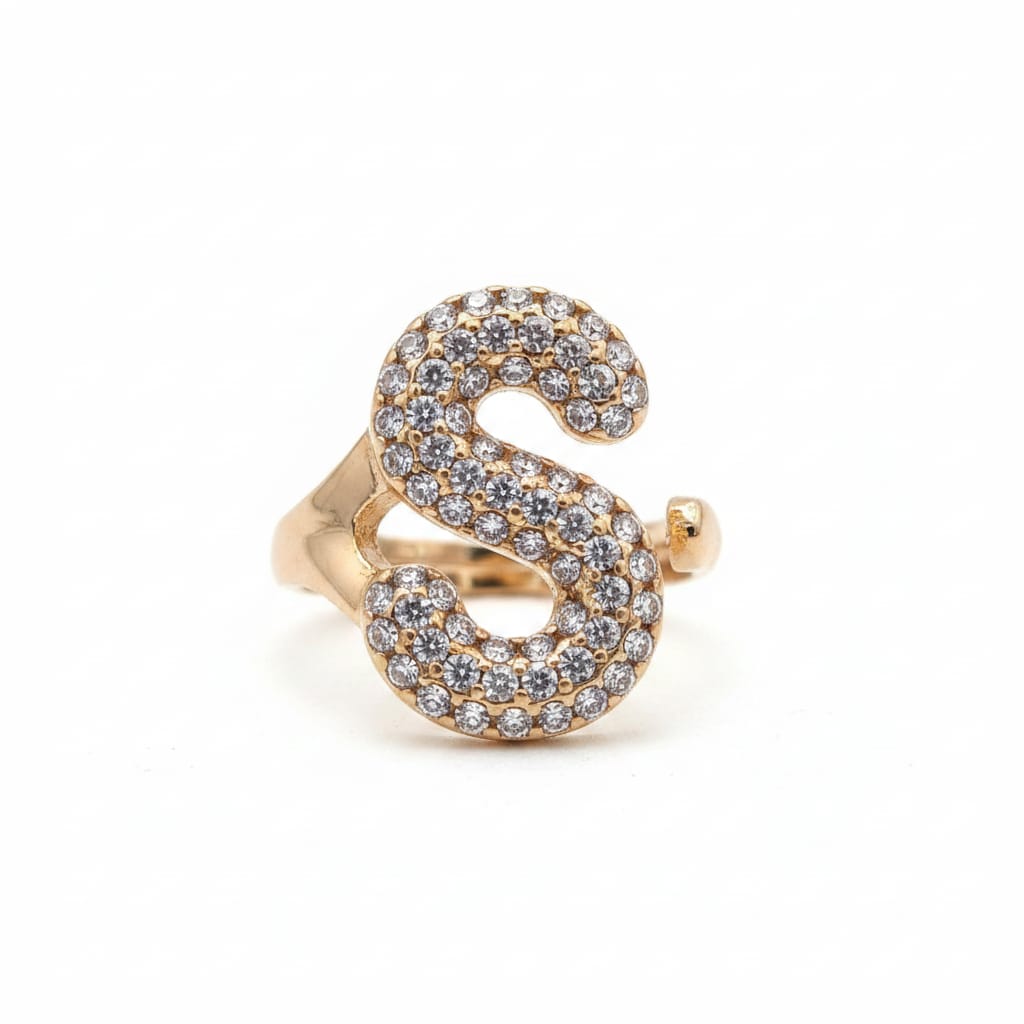 Anello lettera con strass regolabile - Var 7