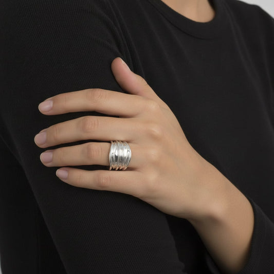 Large elastic ring - Silver