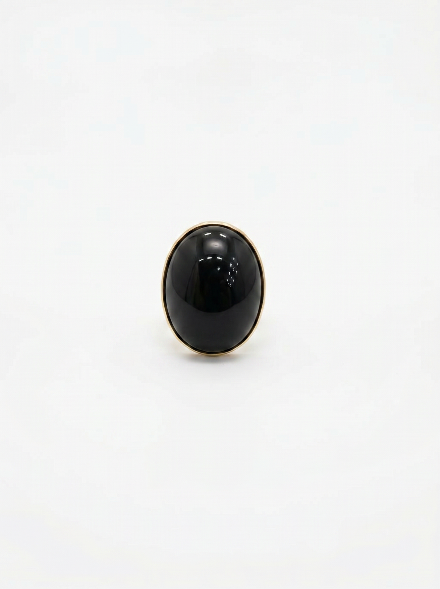 Anello elastico con pietra ovale - Nero