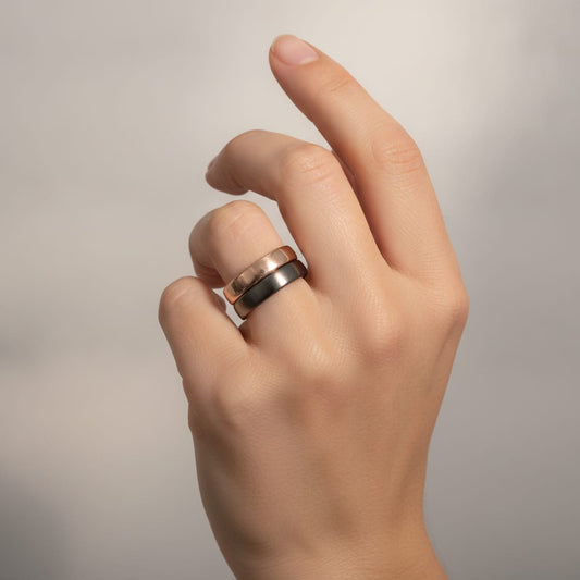 Bicolor double band ring - Gold