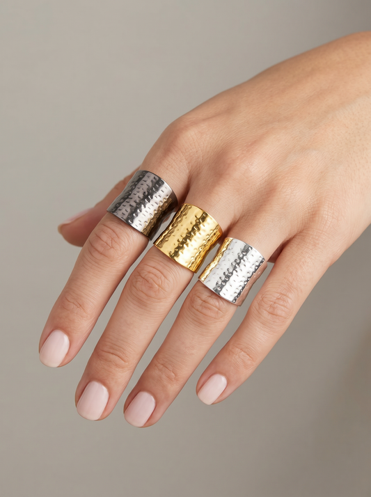 Adjustable Hammered Rings - Multicolor
