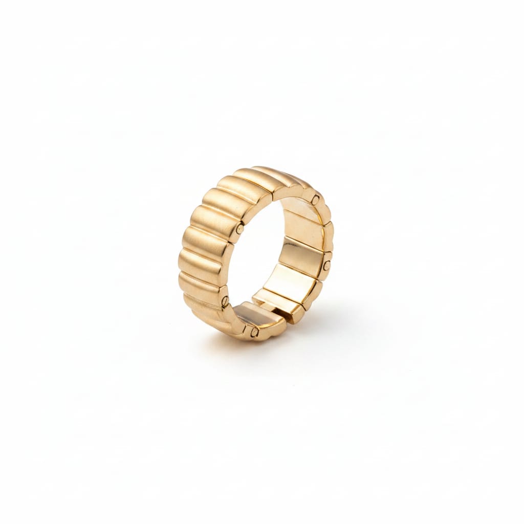 Anello a fascia elastico lucido e matte - Oro