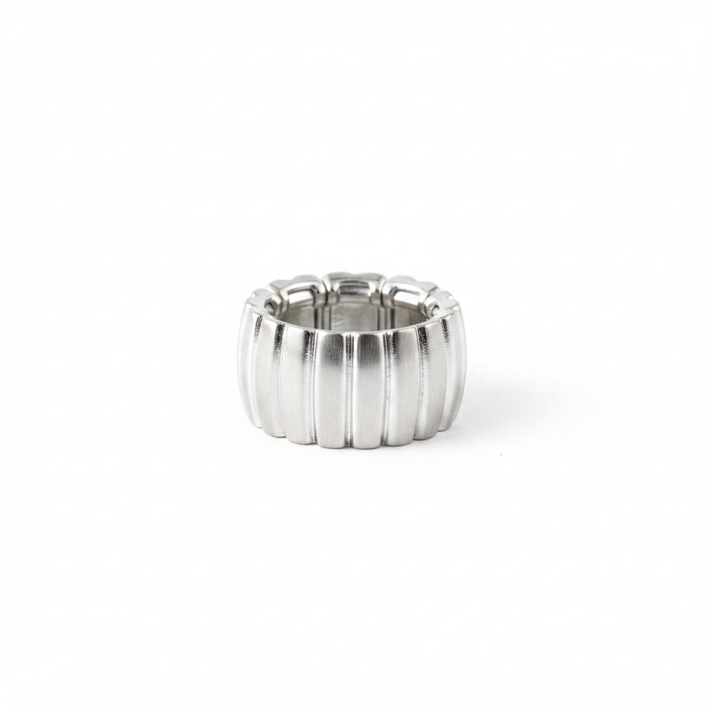 Anello a fascia elastico lucido e matte - Argento
