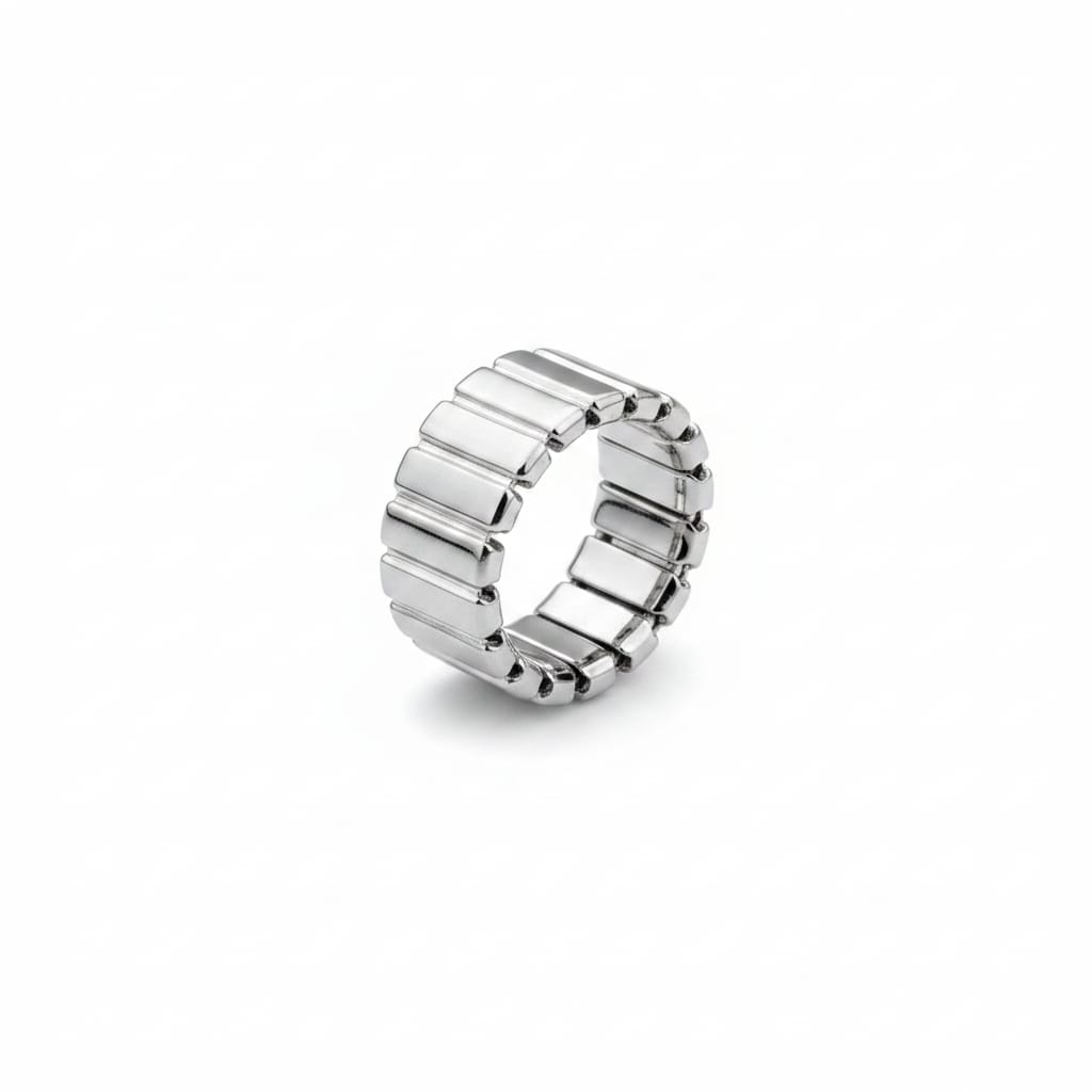 Anello a fascia elastico lucido e matte - Argento