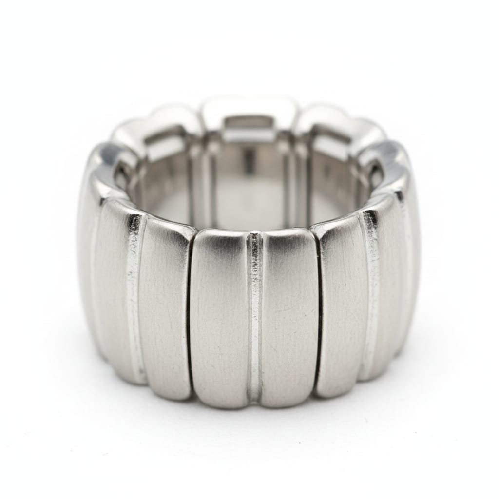 Anello a fascia elastico lucido e matte - Argento