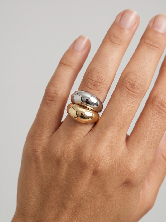 Double elastic ring in two colors - Gold