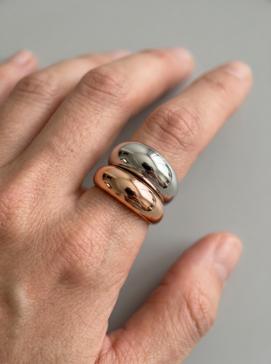 Double elastic ring in two colors - Gold