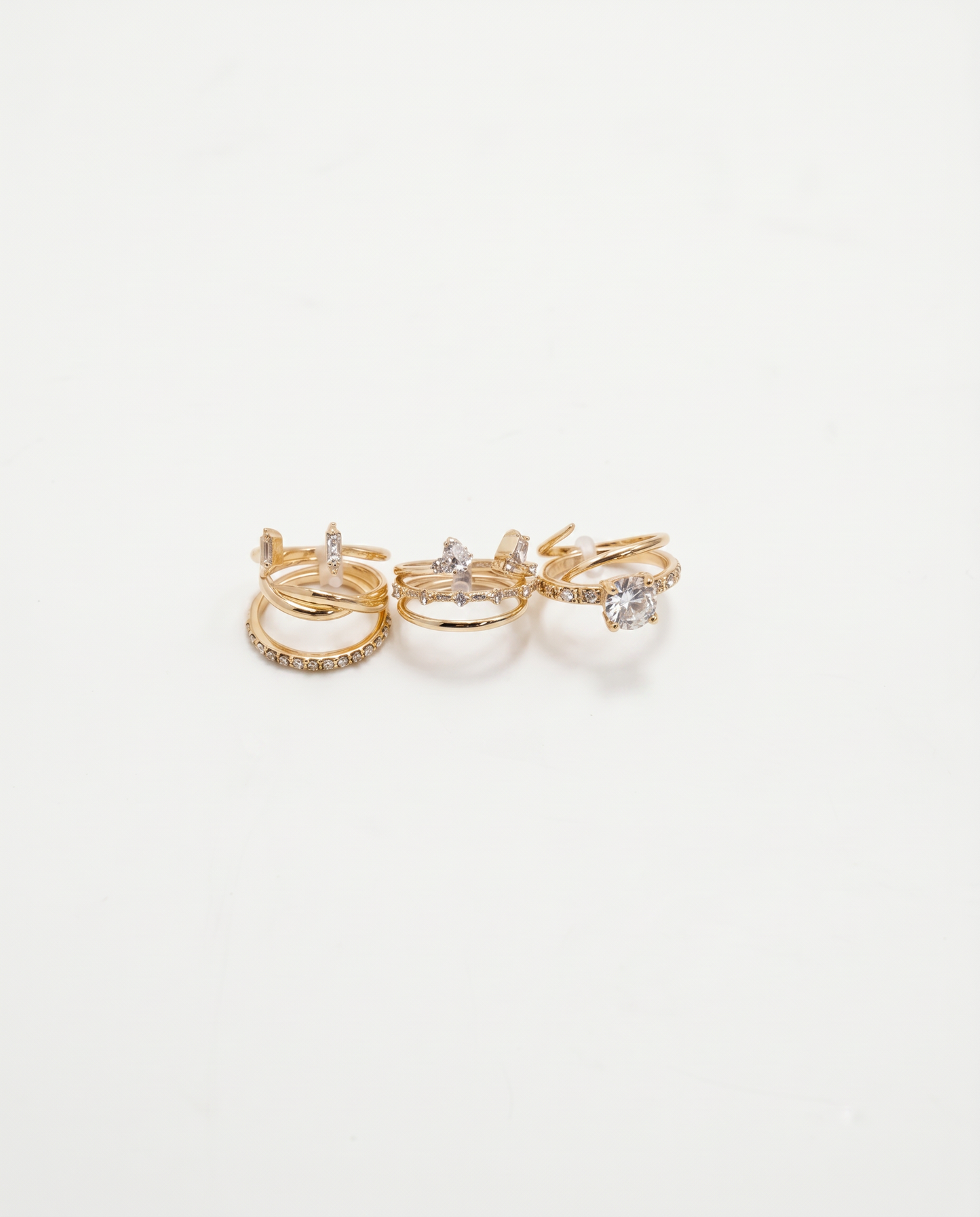 Anelli con strass in 8 forme diverse - Oro