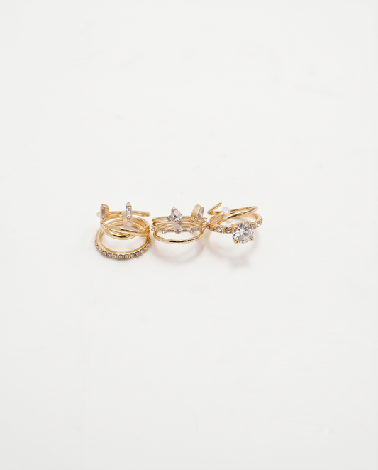 Rings with rhinestones in 8 different shapes - Gold