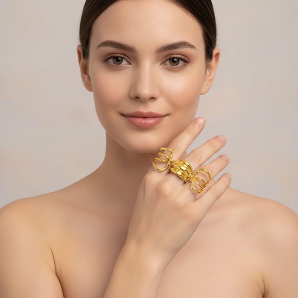 Intertwined Rings: Unique Elegance for Women - Gold