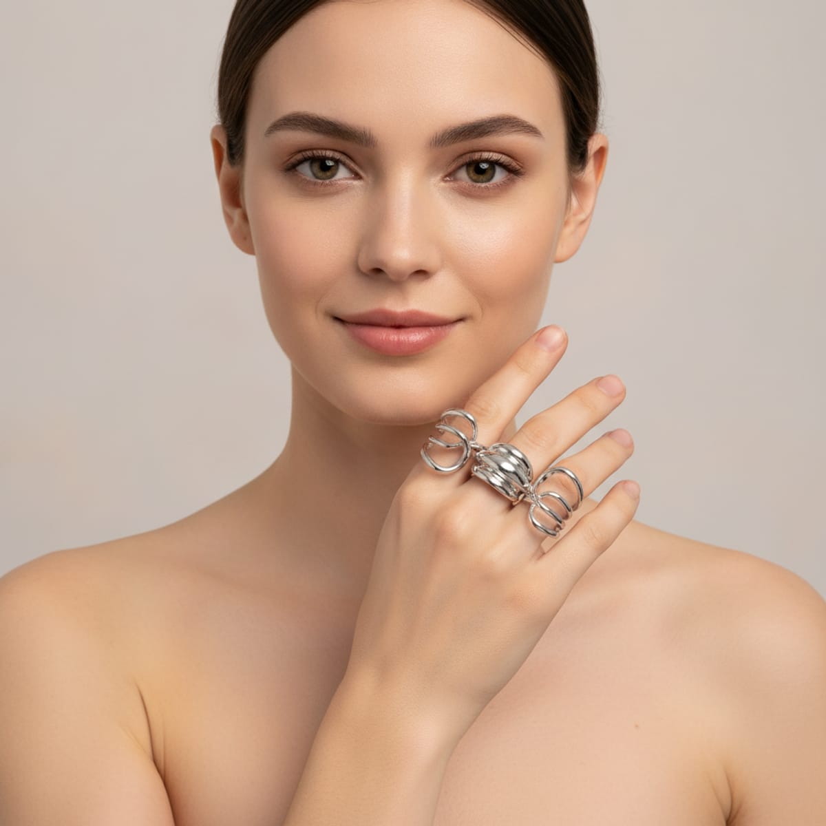 Intertwined Rings: Unique Elegance for Women - Silver
