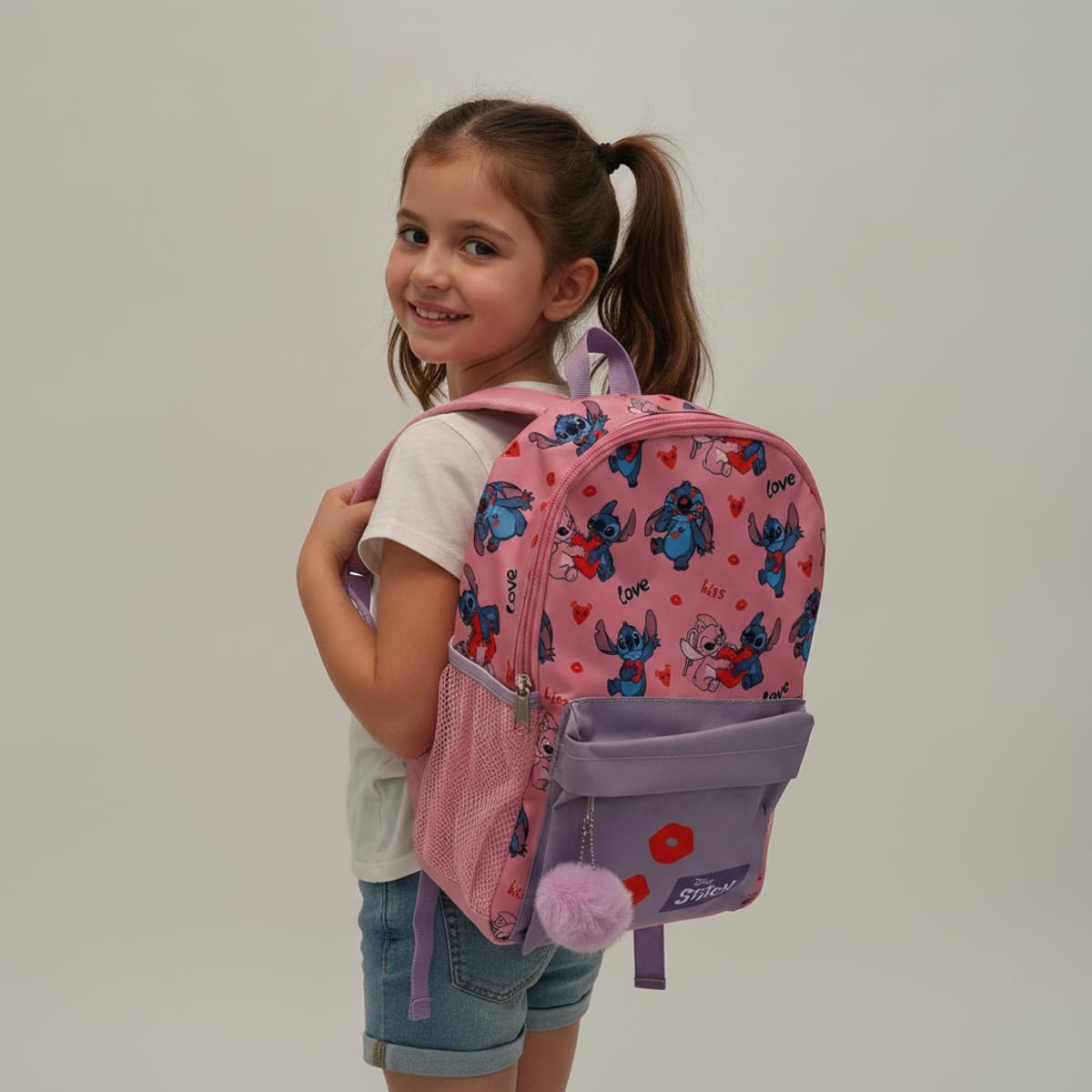Zaino bambina fuxia Stitch e rosa Hello Kitty - Fuxia