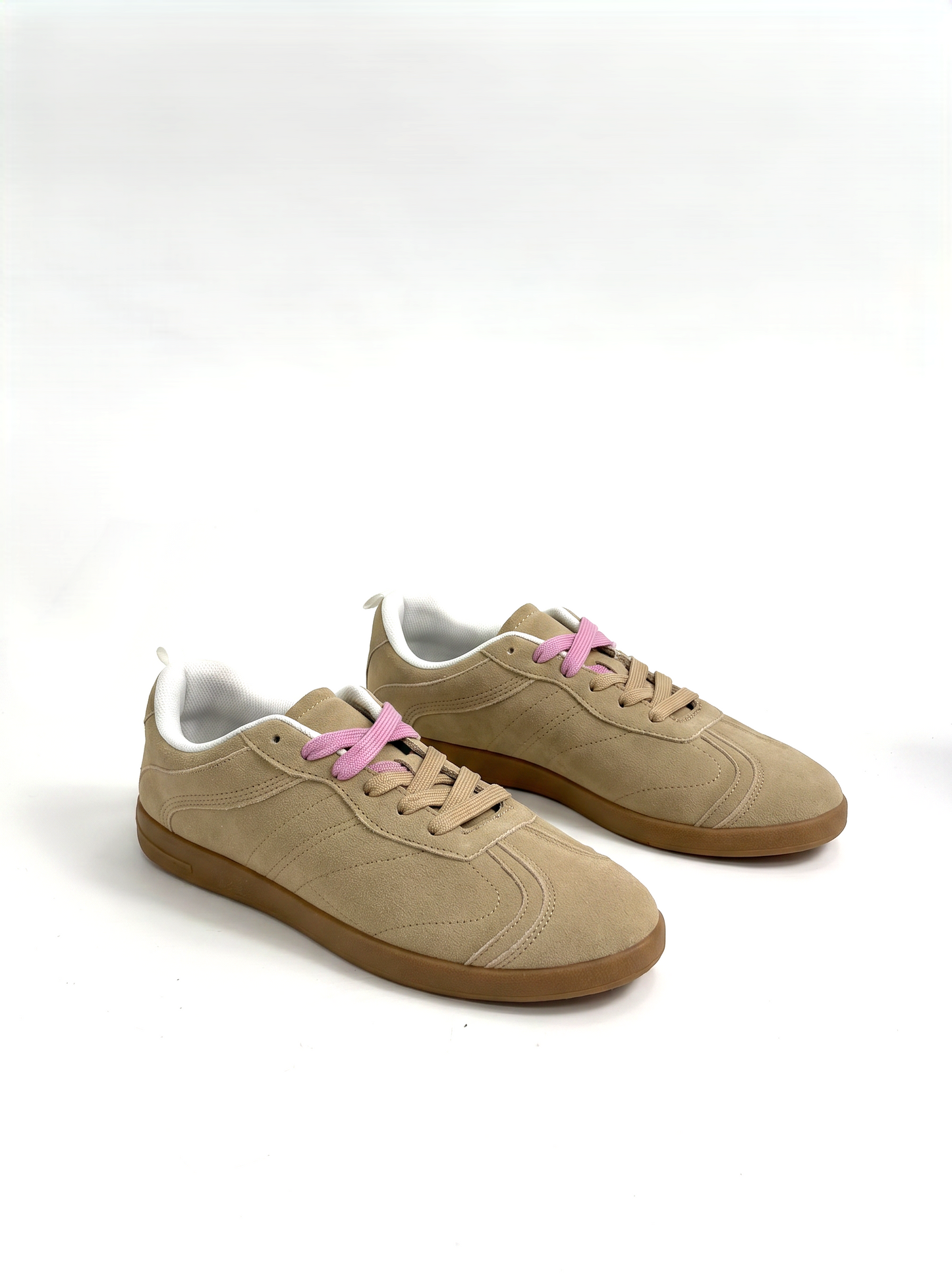 Beige sneakers with bicolor laces - Beige