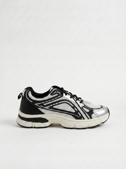 Sneakers da con inserti irregolari - Bianco-nero