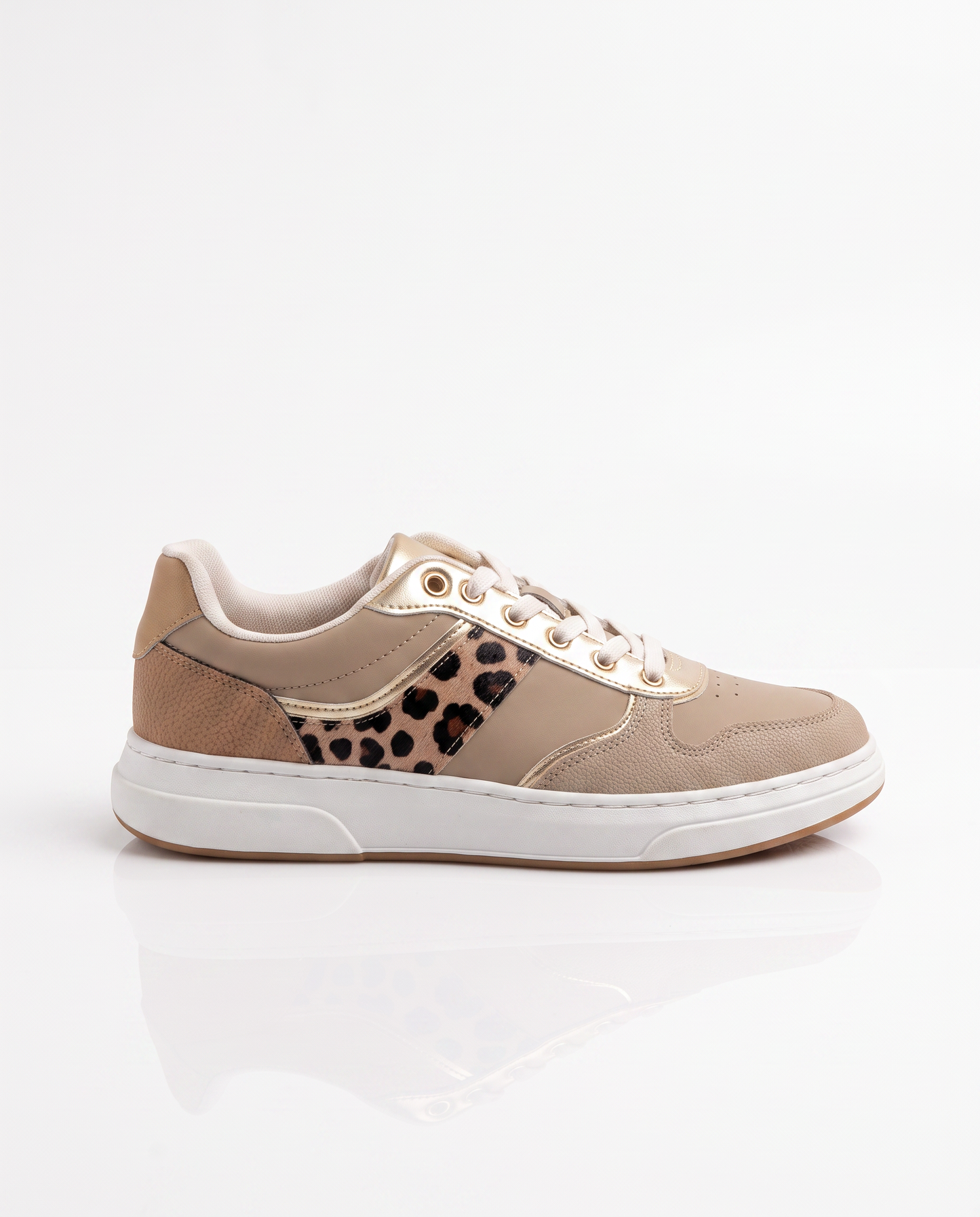 Sneakers beige con riporto maculato - Beige
