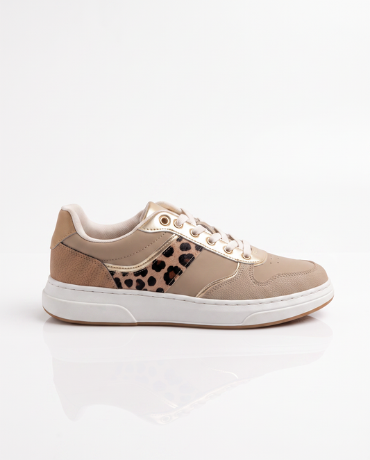 Sneakers beige con riporto maculato - Beige