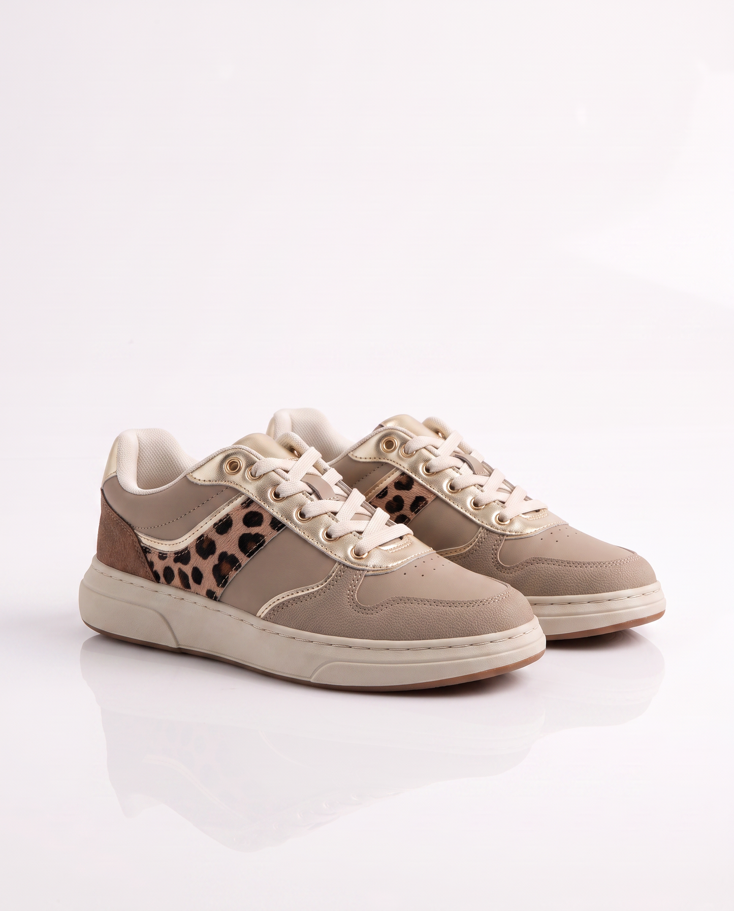 Sneakers beige con riporto maculato - Beige