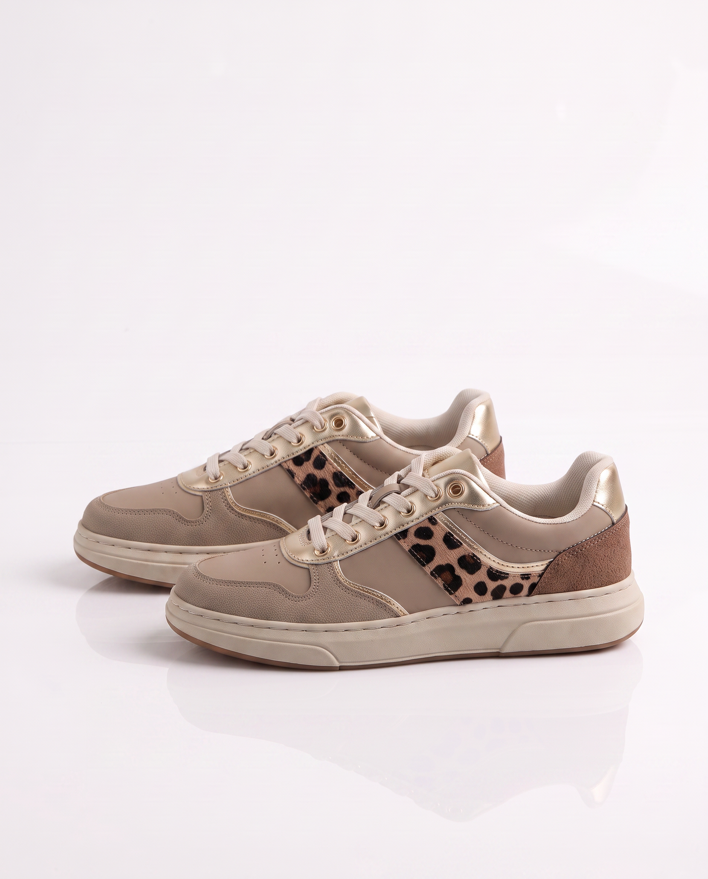 Sneakers beige con riporto maculato - Beige