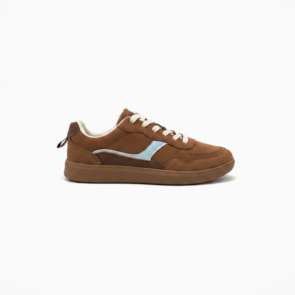 Brown microfiber sneakers with inserts - Brown