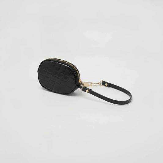 Oval Coconut Glossy Wallet - Black