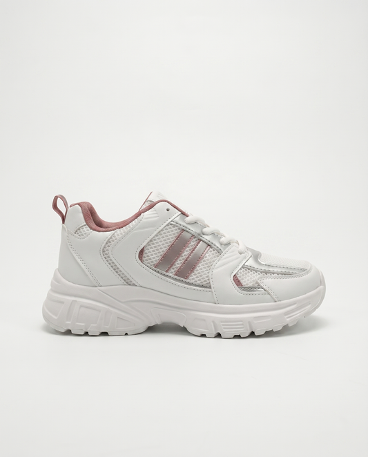 Sneakers bianche con riporti abbinati - Bianco