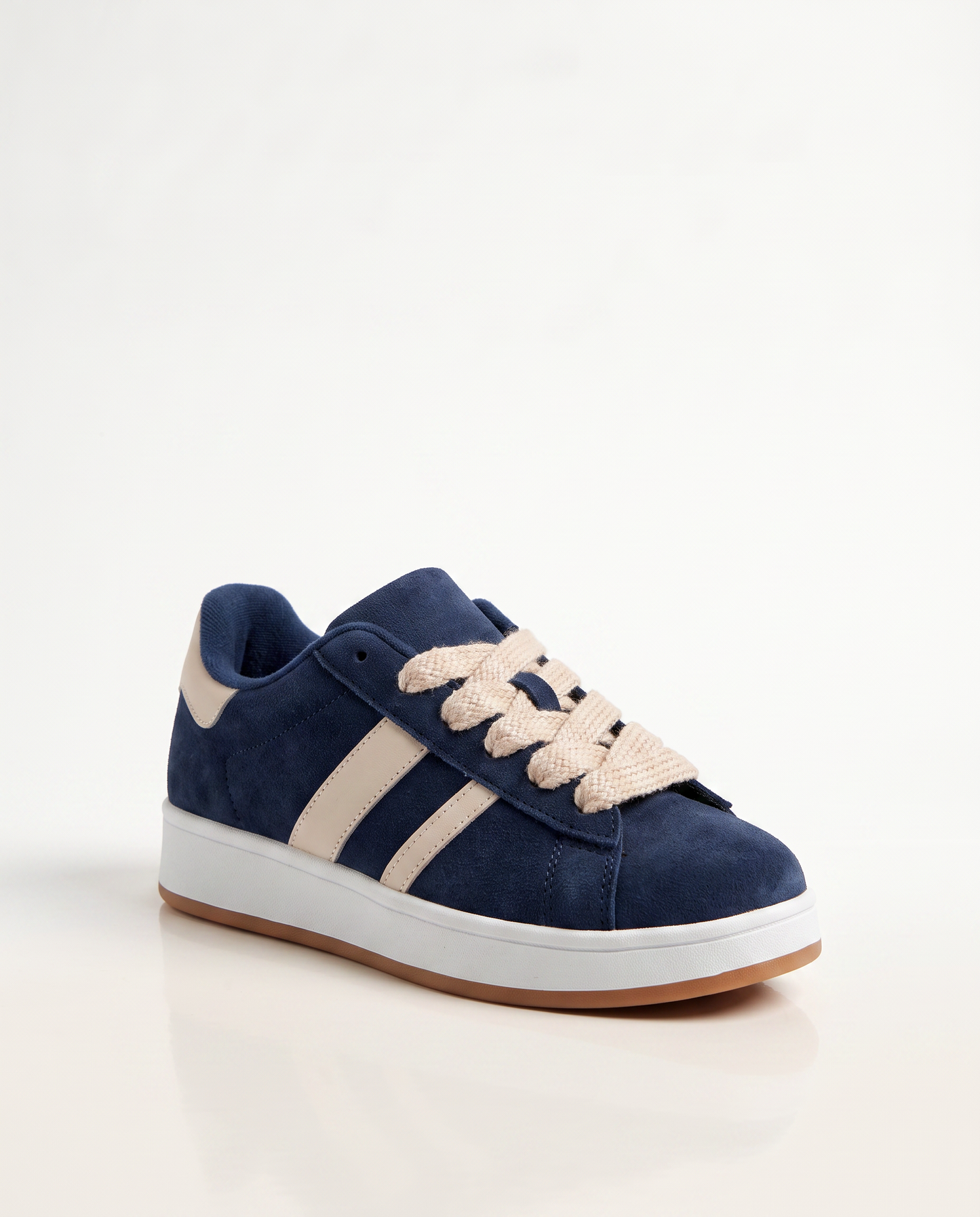 Polyurethane Sneakers with Wide Laces - Blue