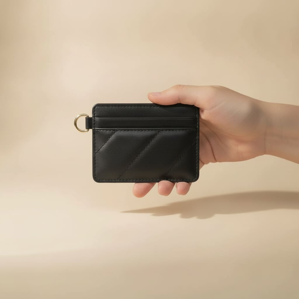 Quilted Glossy Card Holder - Black