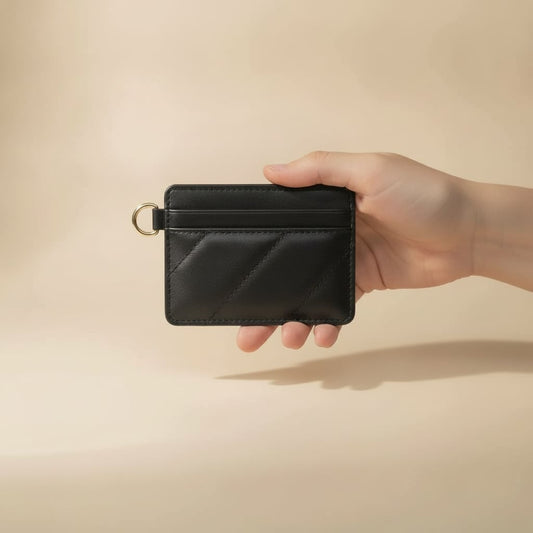 Quilted Glossy Card Holder - Black