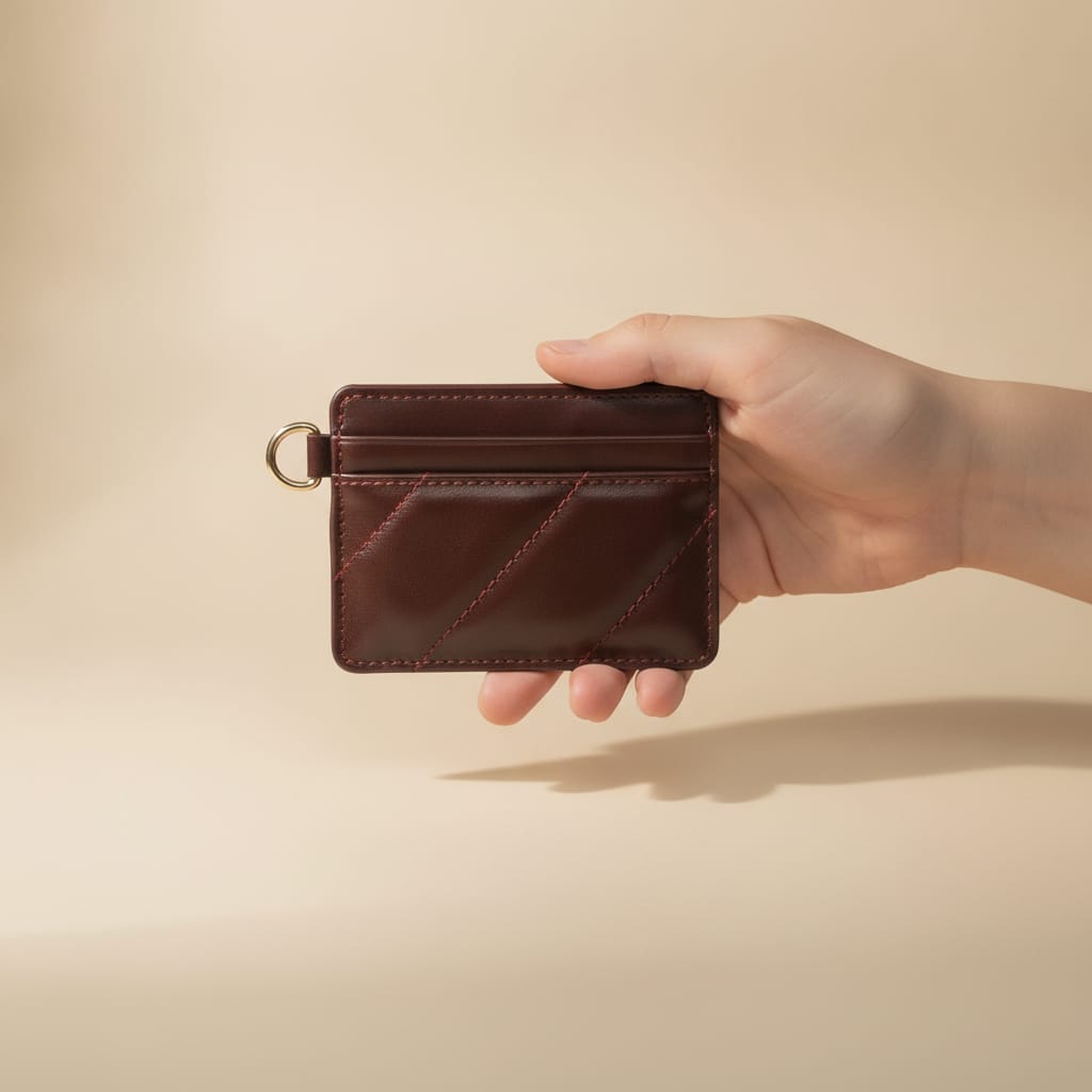 Quilted Glossy Card Holder - Red