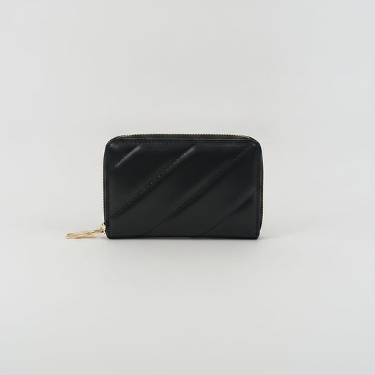 Shiny Quilted Wallet - Black